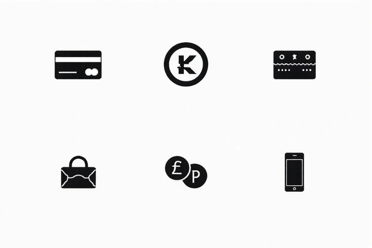 Ikony různých platebních metod, jako jsou kreditní karty a bankovní převod, symbolizující možnosti platby.